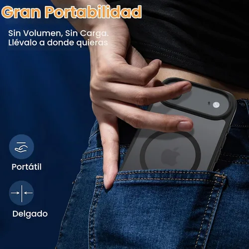 Vista 7 de WRJ Funda magnética mate para iPhone Air de 6.5 pulgadas, [compatible con Magsafe] [protección contra caídas de grado militar], delgada Negro