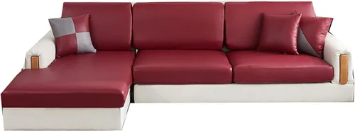 Vista 11 de Fundas de cojín impermeables para sofá, fundas de cojín de piel sintética para sofá en forma de L, protector de muebles para niños, funda de asiento