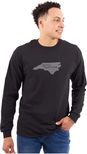 Vista 4 de North Carolina State Map Shape Souvenir NC Camiseta de manga larga para hombres y mujeres