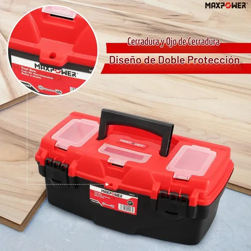 Vista 4 de MAXPOWER - Caja de herramientas de 13 pulgadas, caja de herramientas pequeña con bandeja extraíble y organizador de caja de herramientas con doble