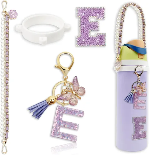 Vista 64 de Letter Handle Strap Accessories with Cute Initial Charm Compatible with Owala Water Bottle 24oz 32oz 40oz Owala Kids