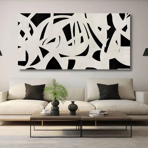 Vista 2 de Arte de pared geométrico de mediados de siglo, decoración moderna en blanco y negro, cuadros para paredes, lienzo fotográfico para sala de estar