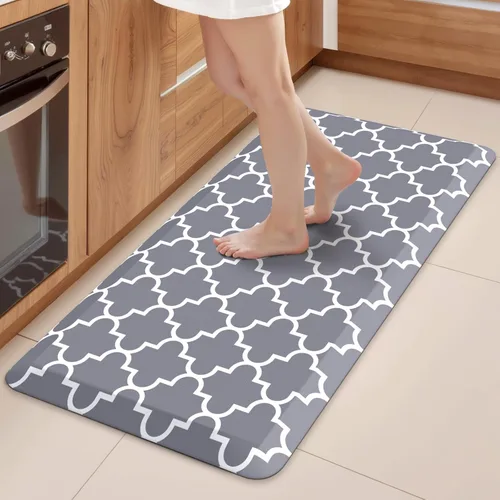 Vista 79 de WISELIFE Tapete de cocina acolchado antifatiga, 17.3 x 28 pulgadas, antideslizante, resistente, de PVC, ergonómico, impermeable, cómodo