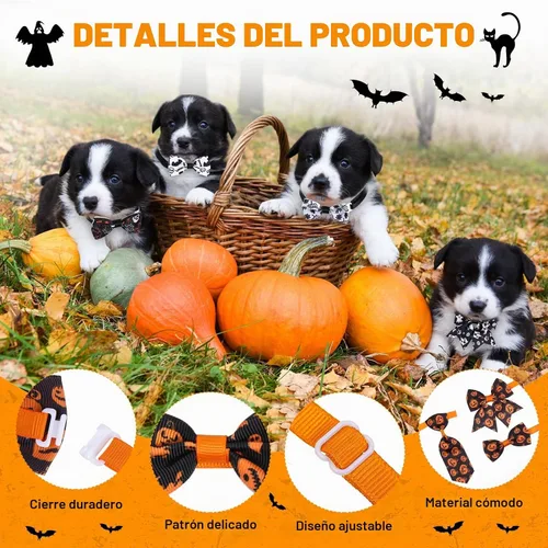 Vista 3 de Juego de collar de pajarita ajustable para perro, 100 piezas, Halloween