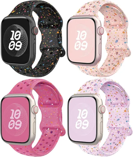 Vista 14 de Correas de silicona compatibles con Apple Watch Band de 1.496 in 1.575 in 1.614 in 1.654 in 1.732 in 1.772 in 1.811 in 1.929 in, correa deportiva