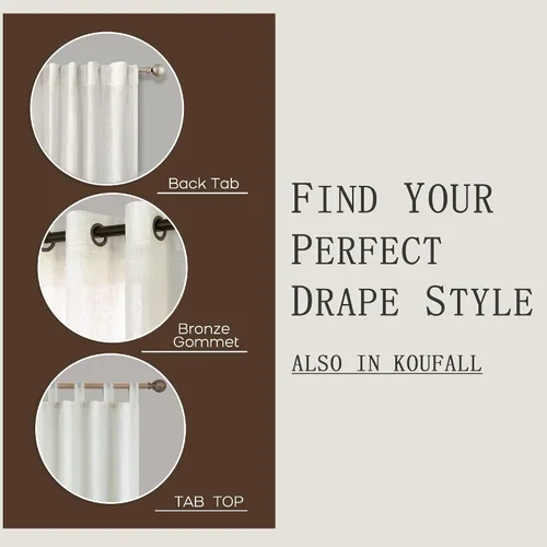 Vista 66 de KOUFALL Juego de 2 cortinas de puerta francesa, cortinas de lino para puerta/ventana, cortina transparente boho para cristal lateral delantero