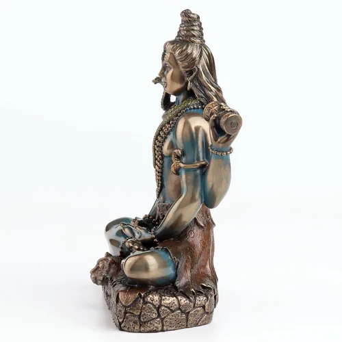 Vista 8 de Veronese Design Lord Shiva in Lotus Pose Hindu God Destroyer of Evil - Estatua de resina de 6.2 pulgadas de alto, acabado en bronce