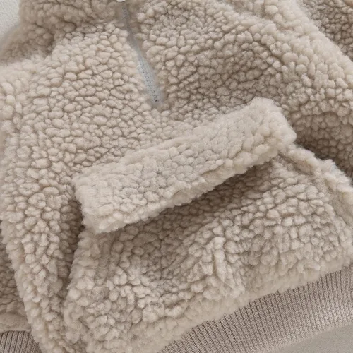 Vista 7 de Ropa de invierno para bebé, niña, niño, ropa de abrigo de forro polar, cárdigan, suéter grueso y cálido, ropa de abrigo
