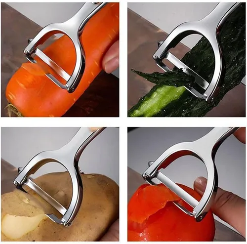 Vista 6 de Pelador de verduras, frutas, manzana, pelador de patatas de acero inoxidable, cortador de fotatos afilado en forma de Y, utensilios de cocina