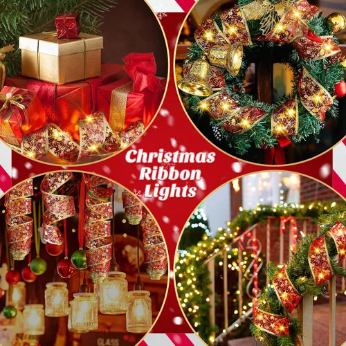 Vista 6 de Geosar 4 Piezas 20 m Cinta de Luces de Hadas para Árbol de Navidad, Cinta de Luces Iluminada para Decoración de Árbol de Navidad, para Decoraciones