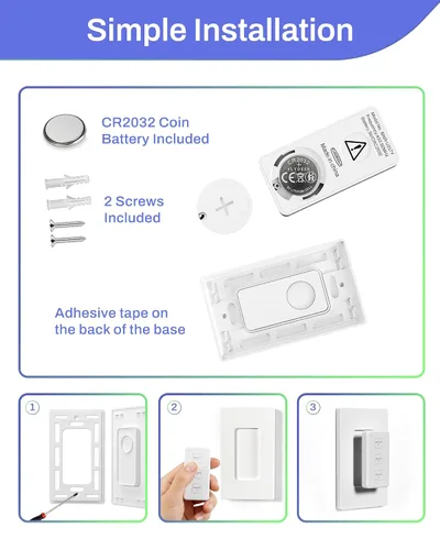 Vista 8 de BN-LINK Interruptor de salida de control remoto inalámbrico – Kit de 3 salidas con control remoto magnético y soporte de montaje en pared, enchufes