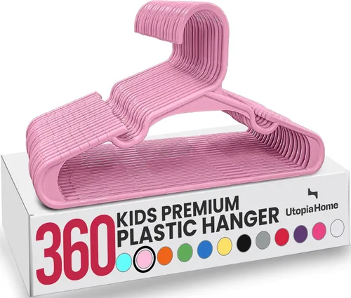 Vista 18 de Utopia Home - Perchas para niños, paquete de 20 perchas para armario de bebé de 11.5 pulgadas, color rosa bebé Perchas de plástico para bebés Se
