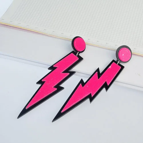 Vista 5 de Pendientes de neón para mujer, aretes retro delicados con gancho de gota de relámpago