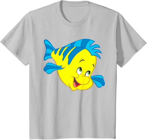 Vista 74 de Disney Camiseta de disfraz de cara grande de la Sirenita Flounder Sidekick