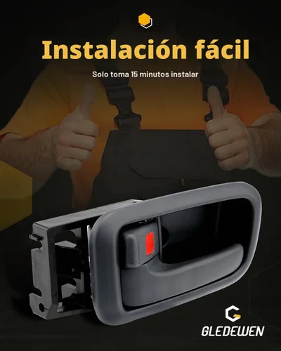 Vista 6 de Gledewen Manijas de Puerta Interior con Bisel (Par), Compatible con Toyota Tundra 2000-2006, Gris Oscuro, Conductor Delantero Izquierdo y Pasajero