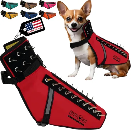 Vista 22 de CoyoteVest Chaleco Protector de Arnés para Perro, Accesorios Reflectantes para Perro con Picos para Proteger a tu Mascota de Ataques de Rapaces
