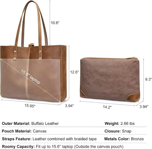 Vista 3 de S-ZONE Bolso de mano de cuero genuino para las mujeres bolso grande bolso de trabajo RFID bloqueo de cuero de la PU Crossbody teléfono bolso monedero