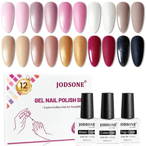 Vista 13 de JODSONE - Juego de 100 esmaltes de uñas de gel (5 ml cada uno) con capa base que no se limpia, capa de base que se borra y capa superior mate