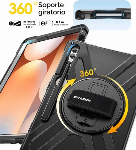 Vista 6 de BRAECN - Funda para Galaxy Tab S10 Plus, S9 Plus, S9 FE+, S8 Plus, S7 Plus, S7 FE 12.4 inch Shockproof Heavy Duty Full Body Protective Cover with