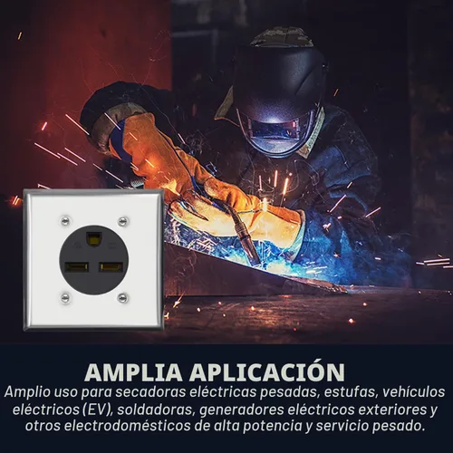 Vista 7 de Micmi Toma de corriente NEMA 6-30R, receptáculo resistente de 50 amperios 250 V 50A, para soldadores, cortadores de plasma, cocinas eléctricas