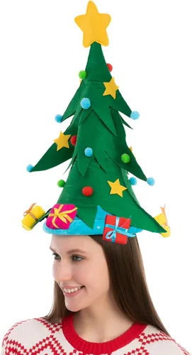Vista 2 de JOYIN Divertido sombrero de árbol de Navidad, sombreros de Papá Noel unisex de felpa para celebraciones de disfraces, recuerdo de fiesta
