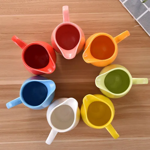 Vista 9 de Juego de crema y azúcar de cerámica colorida con cuchara de tapa, juego de servicio de café