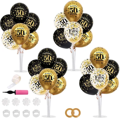 Vista 21 de TONIFUL Juego de 6 centros de mesa de globos de color azul marino y plateado para mesa, kit de arco de globos para decoraciones de graduación 2026