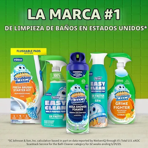 Vista 9 de Scrubbing Bubbles Mega limpiador en aerosol para baño y ducha, aroma a lluvia, 20 oz