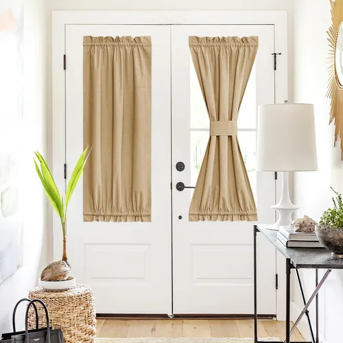Vista 162 de NICETOWN Cortinas de Lino para Puerta Lateral - Cortinas Opacas con Aislamiento Térmico para Puerta Delantera Francesa para Sombra Pequeña