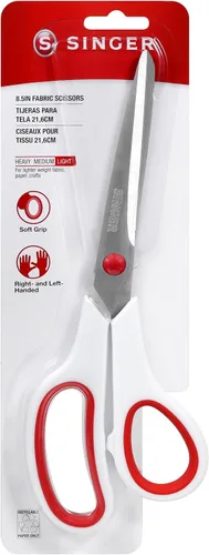 Vista 8 de SINGER Tijeras de tela con agarre cómodo, paquete de 1, rojo y blanco
