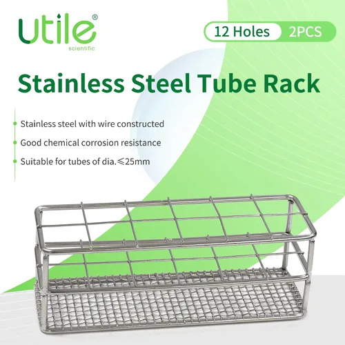 Vista 2 de Utile Estante 2pcs del tenedor del tubo de ensayo del acero inoxidable de 12 agujeros, conveniente para el diámetro del tubo de ensayo por debajo
