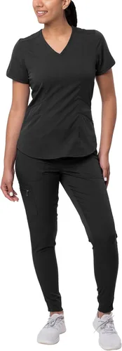 Vista 17 de Adar Pro - Conjunto de uniforme médico atlético moderno para mujer Tela elástica en 4 direcciones, resistente al olor y a las arrugas, ajuste a