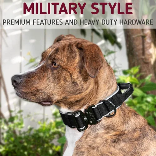 Vista 7 de Leash Boss Collar táctico para perro – Collar de perro con asa resistente ajustable militar K9 collar con hebilla de liberación rápida y asa