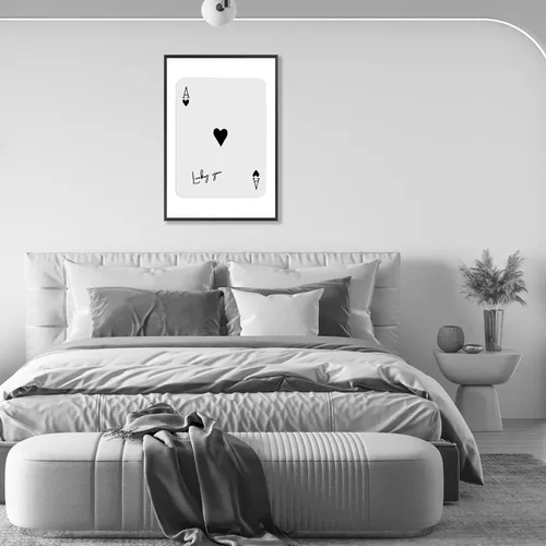 Vista 7 de Dcvjiy Póster de póquer de la suerte en blanco y negro divertido y moderno Preppy Ace jugando a la carta, arte de pared, arte retro negro y blanco