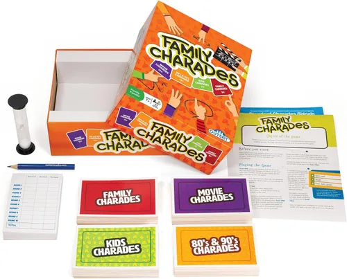 Vista 2 de Outset Media Juego de charadas familiares; 4 juegos en 1 caja. Incluye película, 80's 90's, Kids, Trivia familiar para 2 o más jugadores, a partir