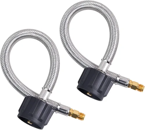 Vista 10 de SHINESTAR Paquete de 2 mangueras de propano RV de 15 pulgadas, NPT macho