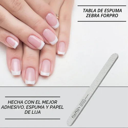 Vista 3 de ForPro Professional Collection ForPro Zebra Tabla de Espuma, Grano 80/80, Lima de Uñas de Manicura de Doble Cara, 7 pulgadas L x 0.75 pulgadas A