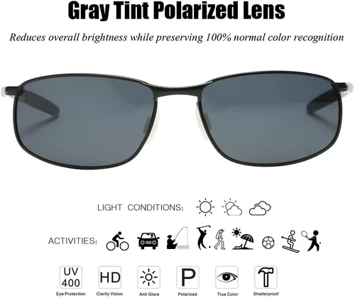Vista 2 de ZHILE 8-base gafas de sol polarizadas con marco de metal, curvas, para hombre