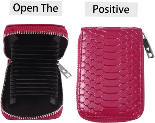 Vista 5 de 2 unids Rosy Alrededor de Bolsillo Organizador de Cambio Para Casos Pequeño Bolso Piel de Serpiente Rosa Snap Púrpura Monedero Dinero, Mei púrpura x