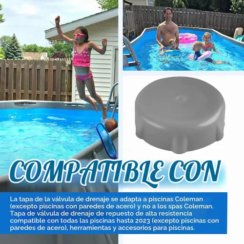 Vista 2 de 1 tapa gris para válvula de drenaje de piscina, plástico grueso resistente a la intemperie