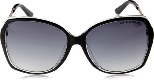 Vista 2 de U.S. Polo Assn. Pa5048 - Lentes de sol con diseño de mariposa y protección UV para mujer. Regalos clásicos para ella, 2.559in, Negro y vidrio Humo