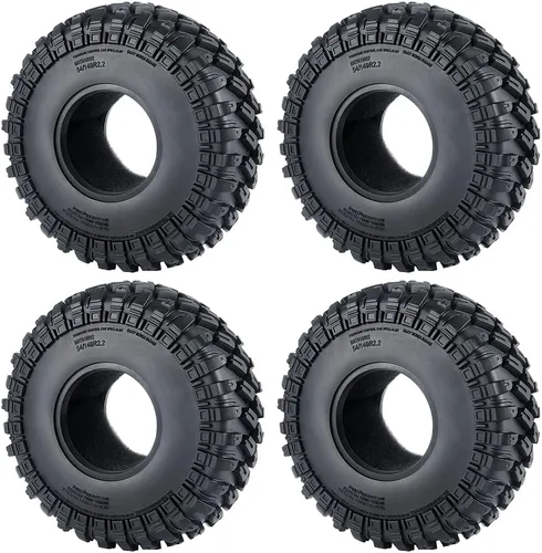 Vista 2 de RCHUBAM - 4 neumáticos de goma RC OD con espuma de 5.512 in para 1/10 Axial SCX10 Wraith TRX-4 RC Crawler Car