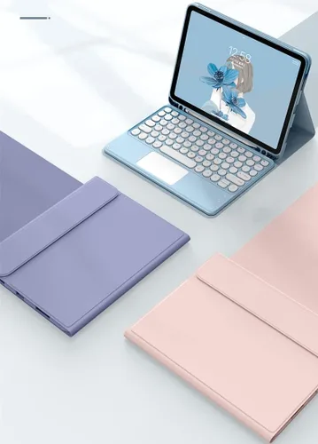 Vista 2 de Funda de teclado para iPad Mini - Funda de piel delgada con teclado desmontable Touchpad, soporte para lápices, color verde menta