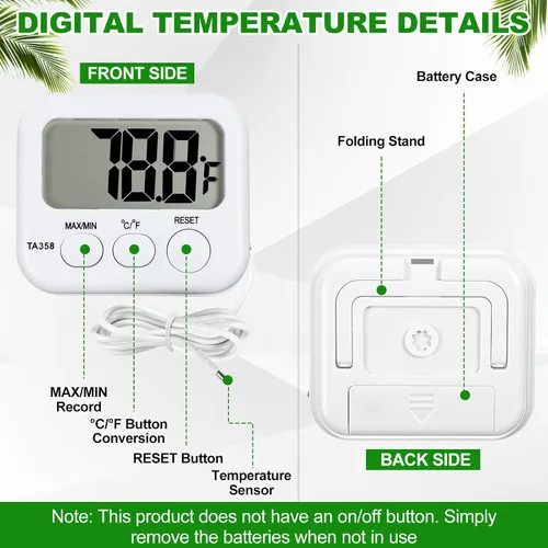 Vista 2 de Kingdder Paquete de 3 termómetros digitales con sensor externo, termómetro para nevera, congelador, monitor de temperatura ambiente impermeable