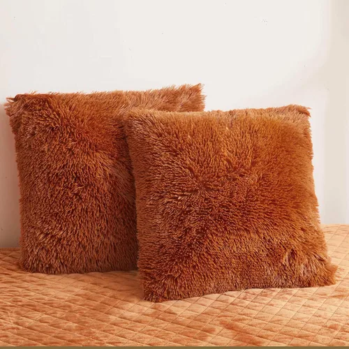 Vista 35 de LIFEREVO Paquete de 2 fundas de almohada de piel sintética, serie de lujo decorativa para el hogar de felpa peluda, funda de almohada peluda súper