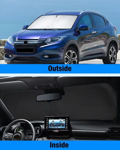 Vista 7 de Neverland Cubierta para parabrisas de automóvil, tela Oxford con revestimiento plateado de alta calidad, diseño plegable, protección UV para Honda