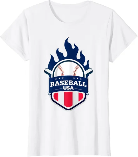 Vista 22 de Baseball USA Support the Team Shirt - Camiseta con la bandera de Estados Unidos, Blanco, S