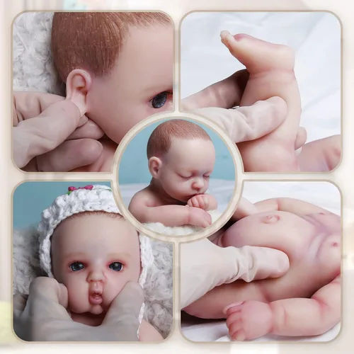 Vista 3 de AISITE Paquete combinado de muñecas de bebé Reborn, no muñecas de vinilo, muñeca de bebé recién nacida de silicona suave realista, muñecas de bebé
