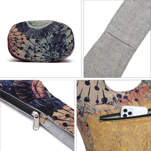 Vista 7 de Bolsa de hombro para mujer, de lona en estilo hippie/bohemio para llevar cruzada al hombro, disponible en diferentes colores y estampados