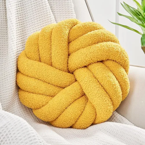 Vista 12 de Uvvyui - Almohadas de nudo, cojines decorativos de 14 pulgadas, almohadas redondas, cojín para sofá, almohada de bola anudada suave hecha a mano